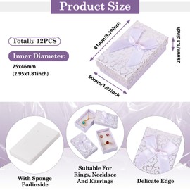 Beadthoven 12pcs Heart Paper Gift Boxes with Lid Ribbon Bows Jewelry Boxes for Bracelets Bangle Necklace Rings Packing Boxes 3.19”x1.97”x1.1” Sponge Filled for Weddings Business Party Christmas