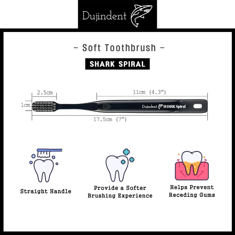 DUJINDENT Toothbrush [Made in Korea] Shark Spiral Extra Soft Toothbrush