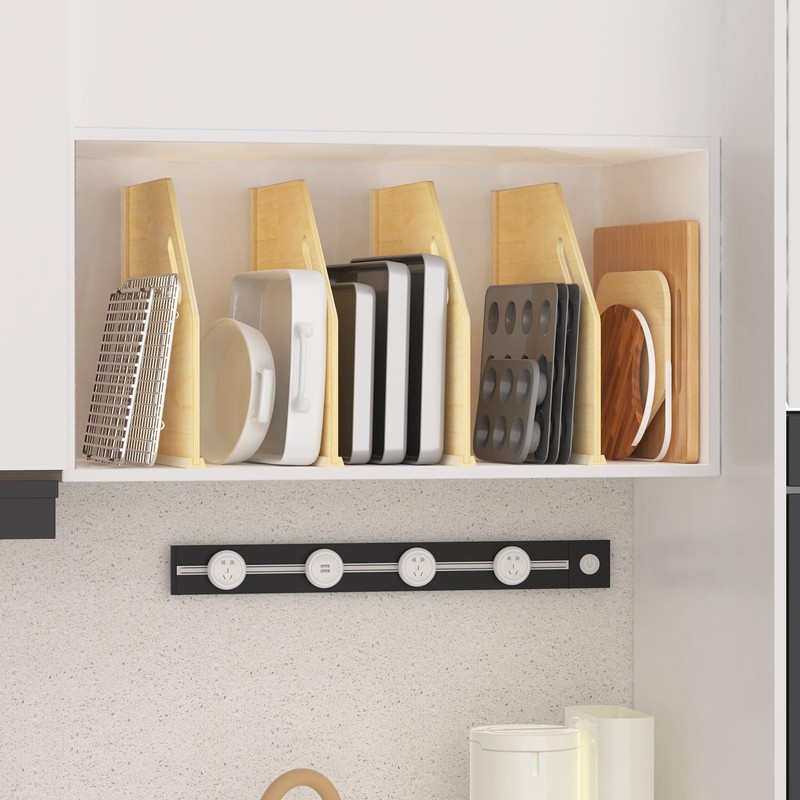 sandpaint 4 Pack Wood Tray Dividers for Cabinet, Cookie Sheet
