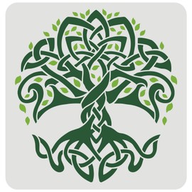 FINGERINSPIRE Celtic Tree of Life Stencil, 11.8x11.8inch Traditional Irish Tree Design Stencils Template Washable Reusable Mylar DIY Art Craft Painting Chalk Signs for Painting Craft Window Wall
