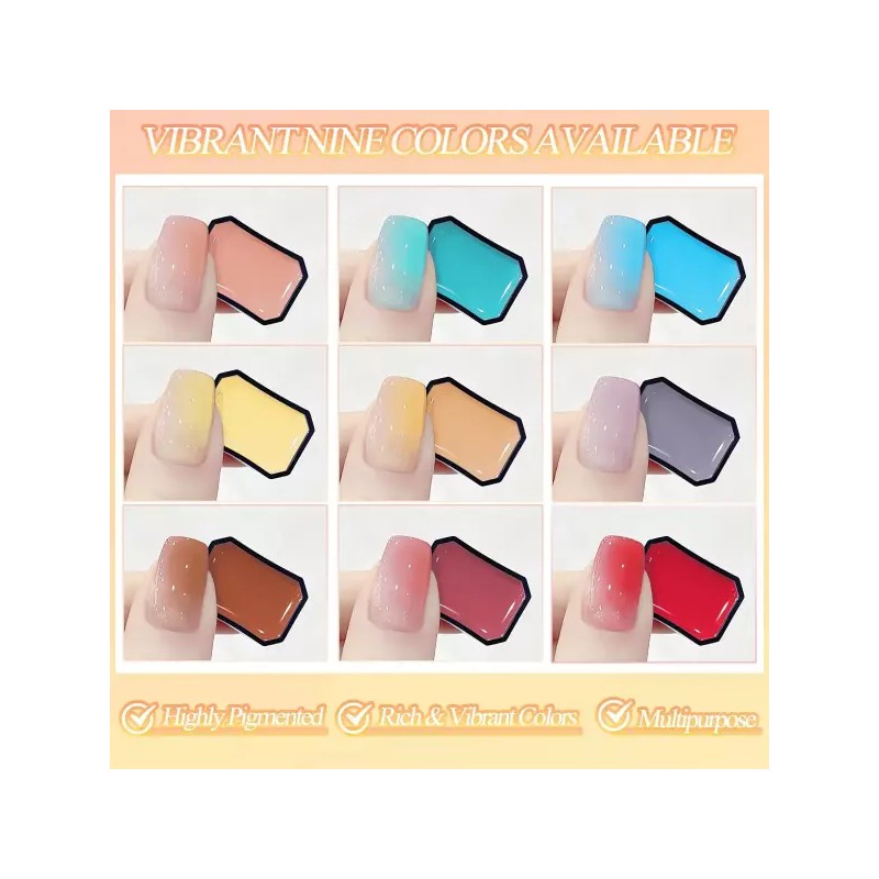Gradient 그라디언트 페인팅 젤 9가지 색상의 옴브레 매니큐어 8Pcs 네일