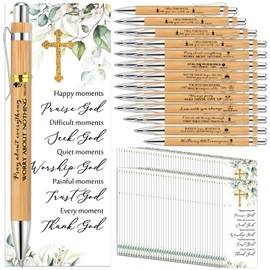 Chivertion 50 Sets Christian Religious Gifts Bible Verse Bamboo Pens and Christian Bookmarks Religious Gifts Inspirational Gifts Church Biblical Gifts