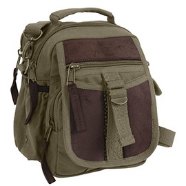 Rothco Canvas & Leather Travel Shoulder Bag, Olive Drab