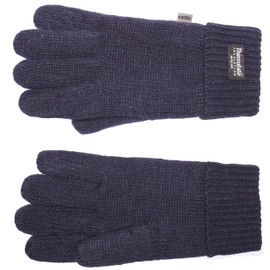 EEM Jette Women's Knitted Gloves with Thinsulate™ Thermal Lining, Warm, 100% Wool or 100% Cotton, The Material is Colour Dependent, Winter Gloves - navy blue, size: s