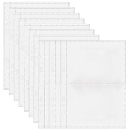 50pcs A5 Index Card Sleeves Binder Sheets, BetterJonny 4 X 6 Inch Clear Plastic Refill 2 Pocket Page Protector | Fits 7-Ring Binder Index Cards Display Ring Binder Pouched,Total 50 Page Hold 200 Cards
