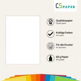 Made in EU 50 Sheets White A4 80 g/m² CS Paper - Printer Paper, Copy Paper, Universal Paper for Printing, Crafts & Folding in DIN A4 Format Paper for Home and Office Supplies