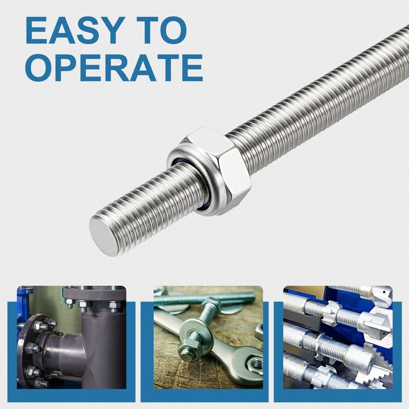 PATIKIL 4 Pcs Fully Threaded Rod, M10 x 180mm 304
