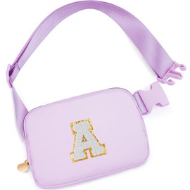 Uygafly Gifts for Girls 3 4 5 6 7 8 9 10 11 12 Year Old Teens Kids Daughter Sister Her - Fanny Pack Crossbody Bag Cute Stuff for Girls Teen Trendy Belt Bags | Initial White A,Lavender Bag