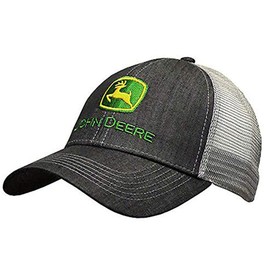 John Deere Men's Denim Twill and Mesh Hat with Embroidered Logo Charcoal