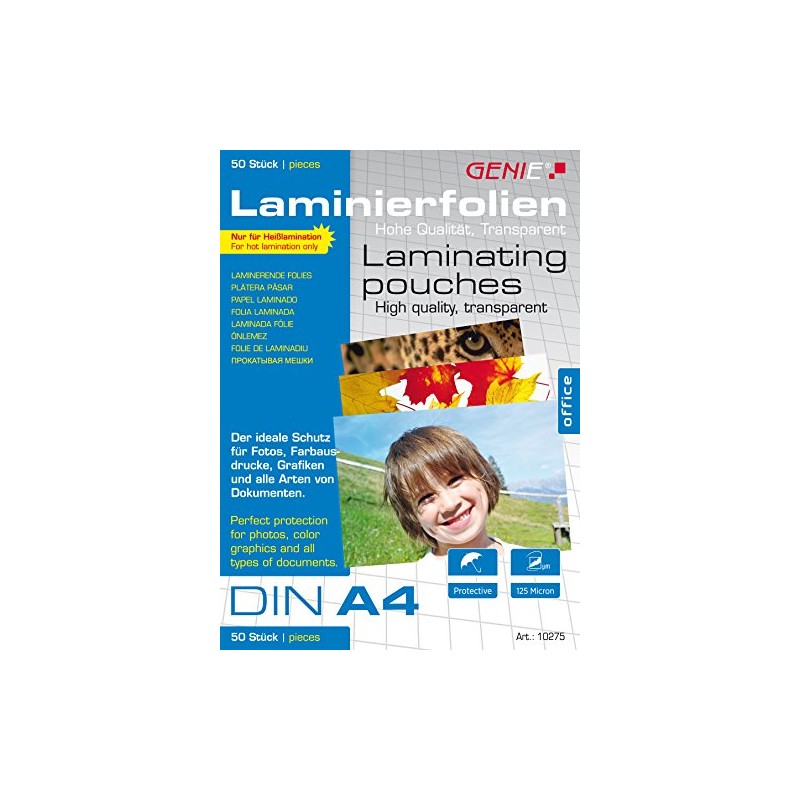 Genie Laminating Pouches DIN A4 (125 Micron) Pack of 50