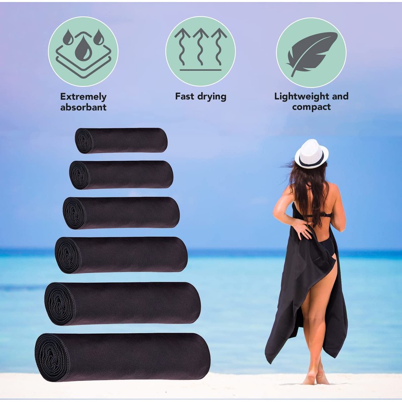 Outdoor World Microfibre Towel 180 x 90 cm Black