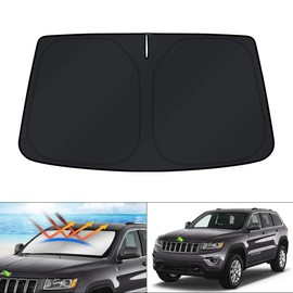 KUST Parasol para parabrisas para Jeep Grand Cherokee 2011-2021 (no para Grand Cherokee L) (no para Jeep Cherokee) parasol plegable, bloquea los rayos UV y protege tu coche más fresco