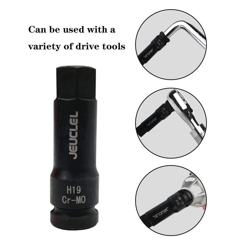 JEUCLEL 19mm Hex Impact Bit Socket, H19 1/2-Inch Impact Drive