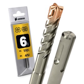 Amboss Werkzeuge SDS Plus Hammerbohrer 4X Schneiden PGM ? 6.0mm x 45mm - AMBOSS Werkzeuge SDS Crusher 4 - HM Betonbohrer Hartmetall Profi Bohrer 6.0 mm x 45 - Steinbohrer Stahlbeton Mauerwerk Ziegel Kalksandstein
