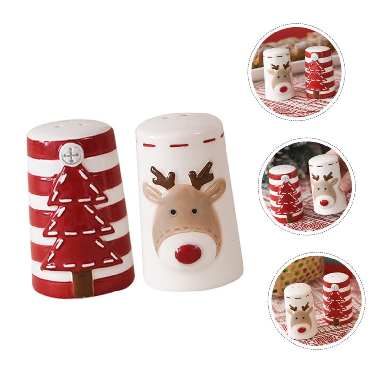 Mikinona Small Salt Pepper Shaker Set Ceramic Jar Seasoning Salt