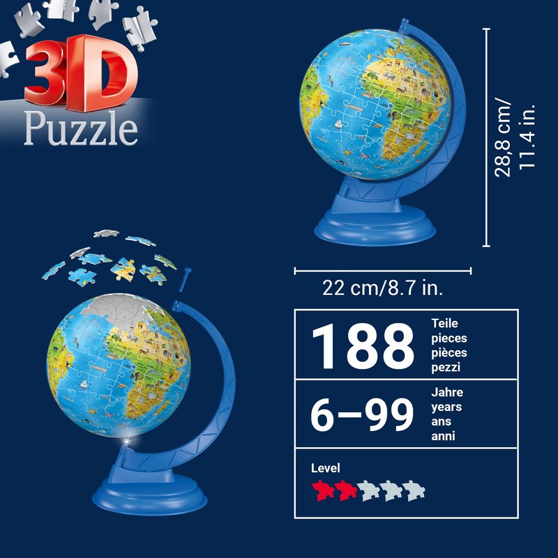Ravensburger 3D Puzzle 11274 Children's Globe with Light in German,