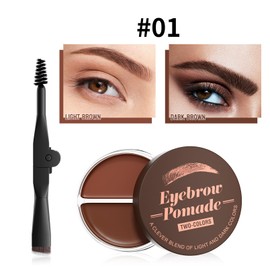 Vawolecy Eyebrow Pomade, Two-Tone Waterproof Eyebrow Pomade Cream with Brush