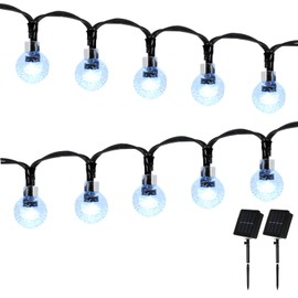 M METERXITY 2-Pack Solar String Globe Light for Outdoor, Total 17FT 20LED Solar Powered Fairy Lights with 8 Modes, Waterproof Light String for Garden/Patio/Party/Decorations [Clear White]