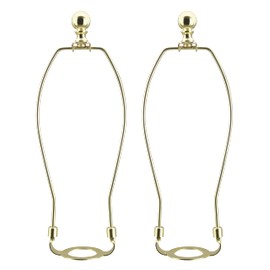 Aspen Creative 20037-12, 7" Lamp Shade Harp Holder With E26 UNO Fitter Adapter, Includes Solid Steel Bumped Cylinder Finial/7" Harp And E26 36mm UNO Fitter In Brass Plated Finish, 2 Pack