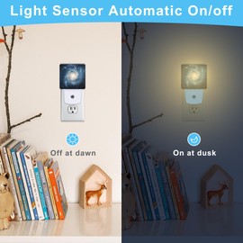 KXWQTRDD Space Scene with Stars in Galaxy Plug in Night Light with Auto Dusk to Dawn Sensor,Warm Night Lights for Boys Girls Bedroom Bathroom Hallway Kids Room Gifts