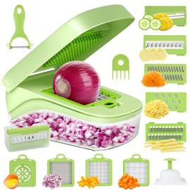 Romon Vegetable Slicer, Slicer, Vegetable Cutter, 14 in 1 Multifunctional Vegetable Slicer & Cutter, Manual Vegetable Cutter for Cubes, Pens, Slices, Strips & Quarters