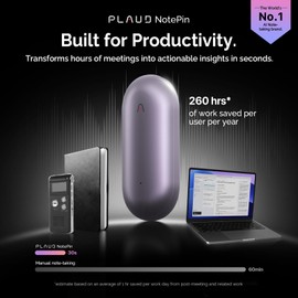 PLAUD NotePin Voice Recorder, AI Voice Recorder, App Control, AI Notetaker, AI Transcribe & Summarize, Support 112 Languages, 64GB Memory, Audio Recorder for Lectures, Meetings, Sunset Purple