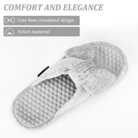 Yoerpe Women's Arch Support Slippers – Memory Foam, Foot Massage Beads, Non-Slip Velvet Indoor/Outdoor Slippers, Ideal Gift for Women,Grey,7-8