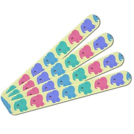 Cute Kawaii Baby Elephants Pattern Double-Sided Nail File Emery Board Set 4 Pack