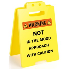 MBL Funny Office Decor Gifts - Not in The Mood, Small Fun Gag Desk Mini Warning Caution Sign Cubicle Decoration for Women Men Coworker Teammate Employee Boss Birthday Christmas