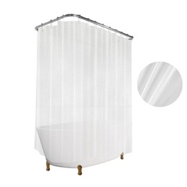 Clawfoot Tub Shower Curtain Heavy Duty 180x70Inch Clear Liner All Warp Around Extra Wide 36 Metal Hooks Bath Curtain for Clawfoot Stand Up Tub Bathroom PEVA Plastic Durable Waterproof Liner,Silk