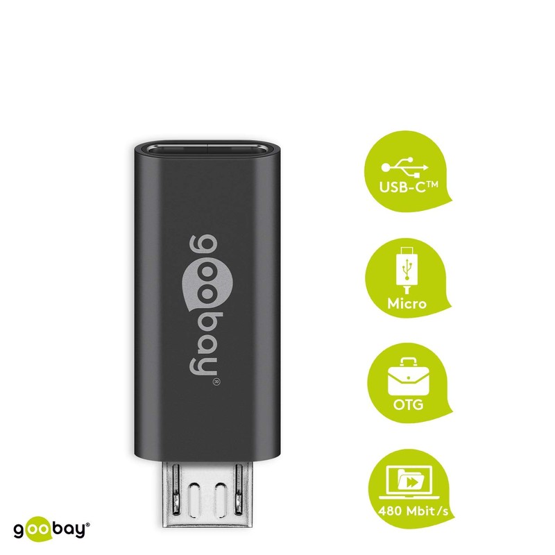 Goobay 55553 USB 2.0 Hi-Speed Adapter, USB-C Buchse auf USB