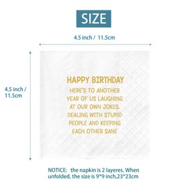 Happy Birthday Napkins for Women Men, 40th 50th 60th 70th 80th Birthday Napkins Party Decorations Supplies Favor Gift, Funny Napkin for Best Friend, (4.5 x 4.5 In, 50Pcs)