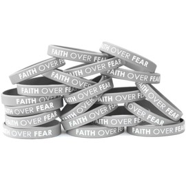 SayitBands 20 Faith Over Fear Inspirational Silicone Wristband Bracelets