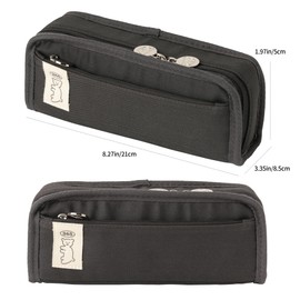 brunch brother Daily Black Pencil Case, Large Capacity Pencil Pouch with Ample Storage, Simple Design for Students and Professionals