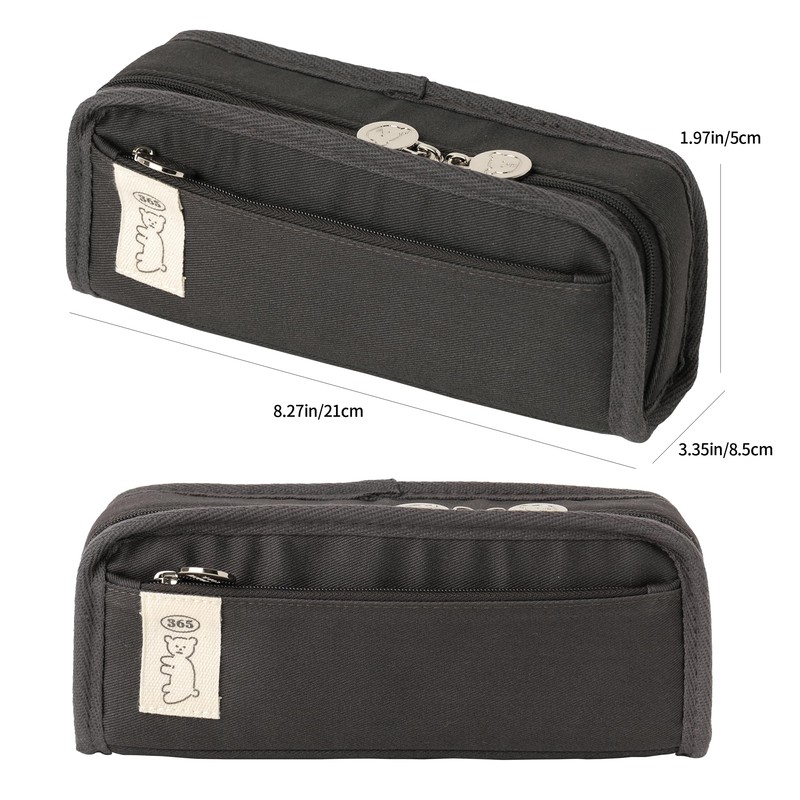 brunch brother Daily Black Pencil Case, Large Capacity Pencil Pouch