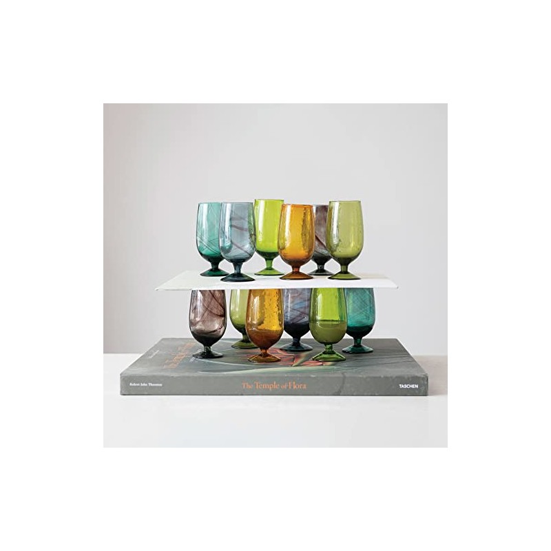 Creative Co-Op Hand Blown Stemmed Drinking Glass, Set of 6
