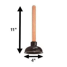 Rocky Mountain Goods Small Drain Plunger - 4" Rubber Head - Perfect Size for Unclogging Slow Sinks, Drains, Tubs and Showers - 9” Solid Wood Handle