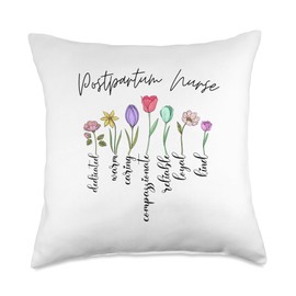 Postpartum nurse gifts women floral Postpartum nurse girls Throw Pillow