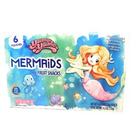 (1) Box of 6 Yumy Yumy Mermaids Individually Wrapped Fruit Snacks Pouches (Total Net Wt. 4.2 oz)