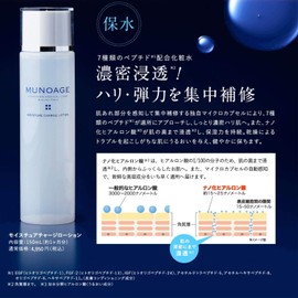 MUNOAGE Moisture Charge Lotion, 5.1 fl oz (150 ml), Firm Elasticity Lotion, Moisturizing, Moisturizing, Sensitive Skin, Intensive Care, Nanoized Hyaluronic Acid, Highly Moisturizing, High Penetration, Unscented, Set of 2