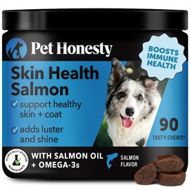Pet Honesty Skin Health Salmon Chews - Itch Relief for Dogs, Omega 3 Fish Oil for Dogs, Natural Salmon Oil for Dog Chews for Healthy Skin & Coat, May Reduce Shedding, Dog Fish Oil Supplements - 90 Ct