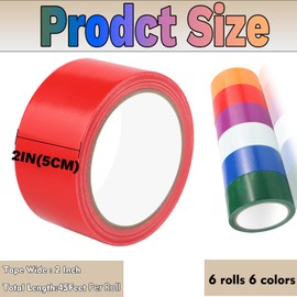 Qoqooice 6-Pack Rainbow Colored Duct Tape, 15 Yards x 1.88 inch Heavy Duty, Tear by Hand, No Residue and Waterproof, Duct Tape Colors Great for Packaging, Art, Color Coding, School, Crafts…