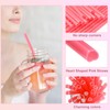 100Pcs Reusable Pink Straws，Heart-Shaped Plastic Straws，Party Straws，with Cleaning Brush, for