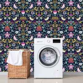 BaoHArtHome William Morris Peel and Stick Wallpaper Contact Paper Vintage Dark Floral Victorian Modern Self Adhesive Vinyl Wallpaper 17.7ft x 6.6ft