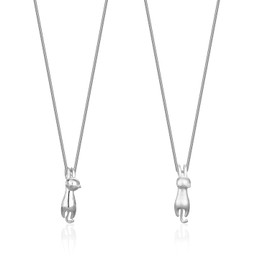 MAXQUU 2 Pieces of Cat Necklace, Silver Necklace, Girls' Jewelry, Women's Necklace, Gifts for Cat Lovers, Gifts for Girls.