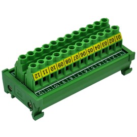DIN Rail Mount 30A/300V 12 Position Screw Terminal Block Distribution Module