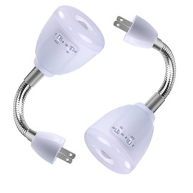 Kevenry Plug in Motion Sensor Night Light Indoor 2 Pcs LED Infrared Motion Detector Night Light AC Outlet, Dusk to Dawn Sensor 360° Directional Rotating Garage Light, 3W Cool Warm White Light US Plug