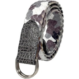 [FashionBerry] 迷彩グレー イタリア製 ベルト メンズ レディース メッシュ ストレッチ素材 イタリアン レザー 迷彩 カモフラ メッシュベルト メンズベルト ビジネス フォーマル カジュアル 編み込み ゴルフ 幅3.5cm 長さ113cm 1170521-F-718