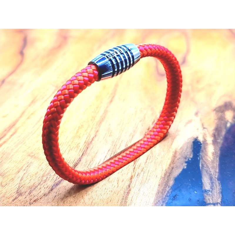 Bracelet "Orange Stripes" Made of Colour-Intense Paracord Sailing Rope with