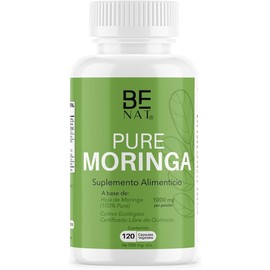 BE NAT | MORINGA HOJA | 120 cápsulas Veganas de 500mg | Fácil absorción a base de Hoja de Moringa 100% Pura, Certificada Libre de Químicos, Calidad Premium | PURE MORINGA | Suplemento Alimenticio Natural.
